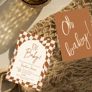 Oh Baby! Boho Chequered   Gingham   baby shower I Invitation