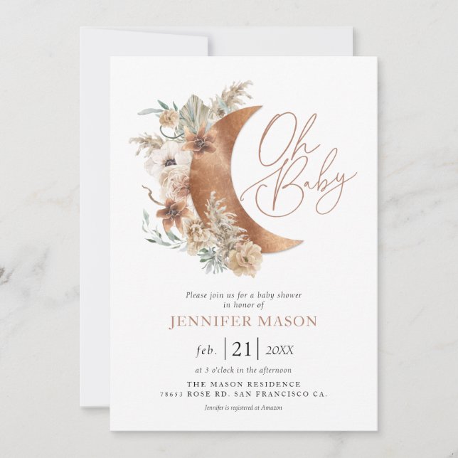 Oh Baby Boho Gender Neutral Baby Shower Invitation (Front)