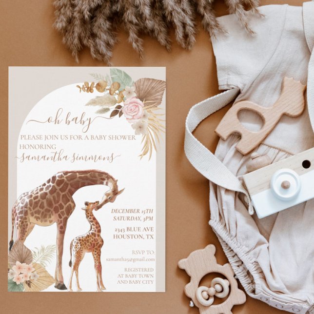 Oh Baby Boho Tropical Giraffe Mother Baby Shower   Invitation (Creator Uploaded)