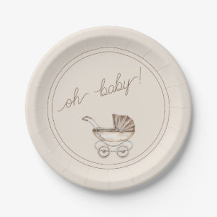 Oh Baby Boho Watercolor Baby Shower Paper Plate