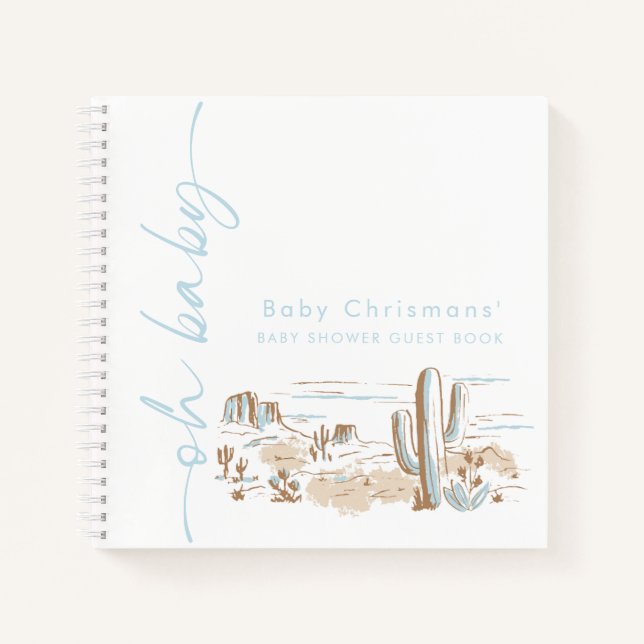 Oh Baby Boy Baby Shower Guestbook Notebook (Front)