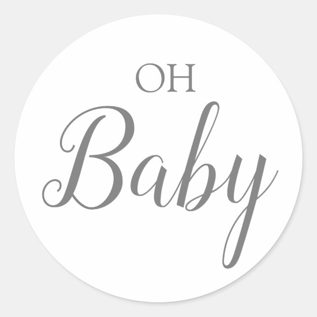 Oh Baby Boy Gender Reveal Blue Script Classic Round Sticker (Front)