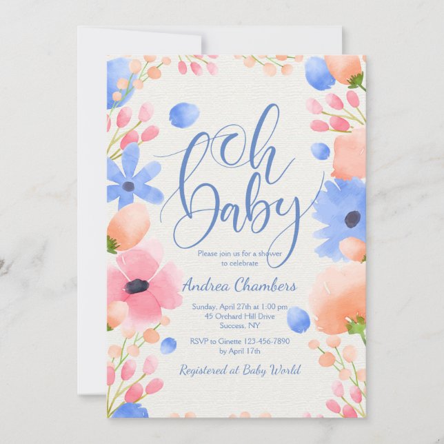Oh Baby Boy Invitation (Front)