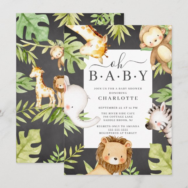 Oh Baby Boy Jungle Baby Shower Invitation (Front/Back)