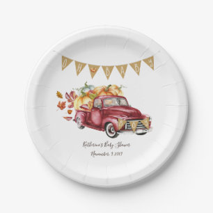 Oh Baby Boy Little Pumpkin Fall Baby Shower Paper Plate