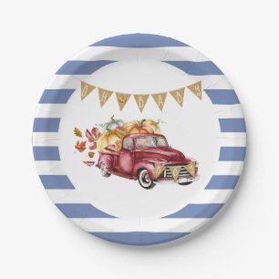 Oh Baby Boy Little Pumpkin Fall Baby Shower Paper Plate