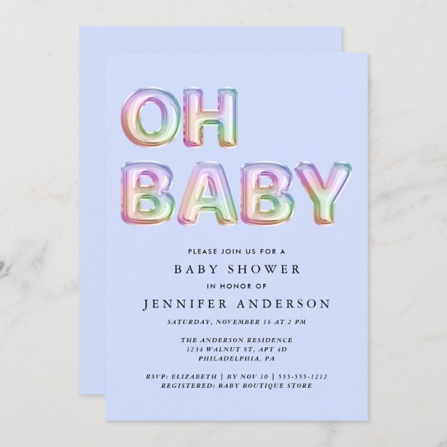 Oh Baby Boy Shower Invitation (Front/Back)
