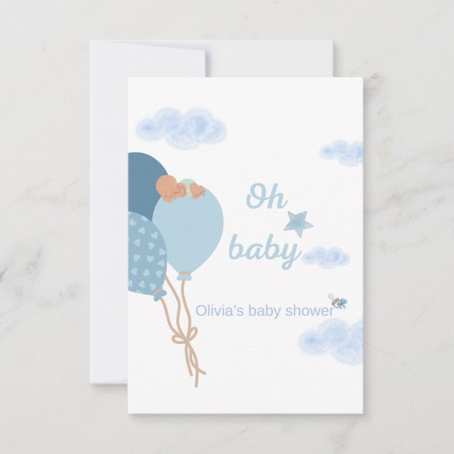 Oh Baby Boy Shower Invitation | Bébé dormant (Devant)