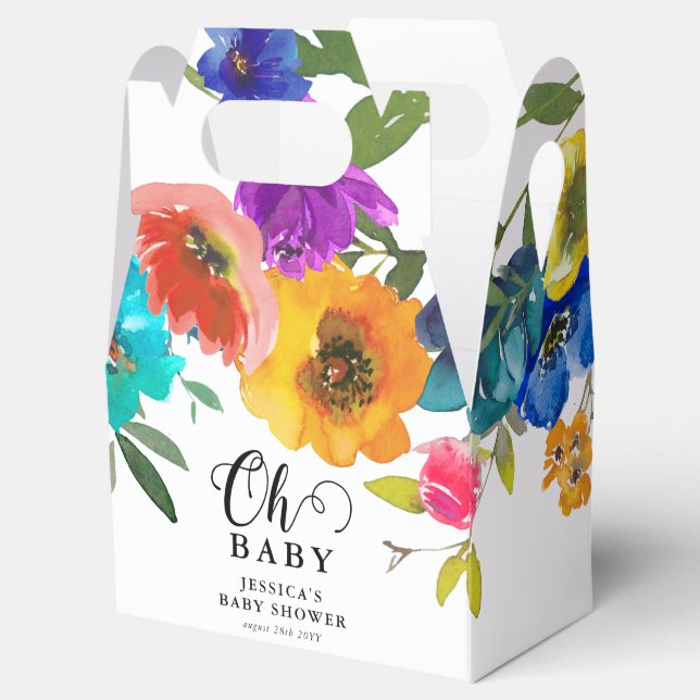 Oh Baby Bright & Bold Florals Baby Shower Favor Box (Opened)