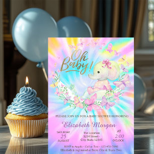 Oh Baby Butterflies Elephant Tie DyeBaby Shower Invitation