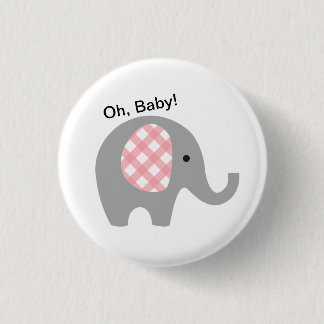 Oh, Baby! Button with Grey Elephant and Pink Ears