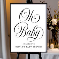 Oh Baby Chic B&W Neutral Baby Shower Welcome Sign