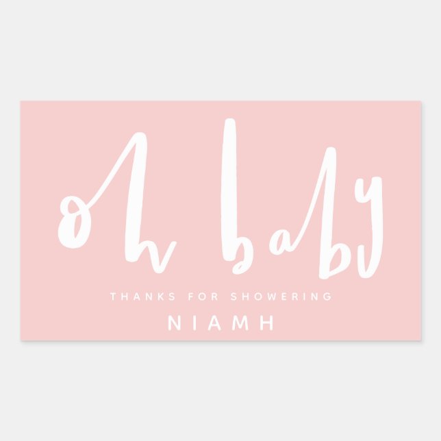 oh baby, chic pink baby shower sticker (Front)