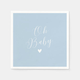 Oh Baby Classic Soft Powder Blue & White Script Napkin