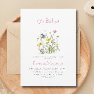 Oh Baby Classy Wildflower Floral Baby Shower Invitation