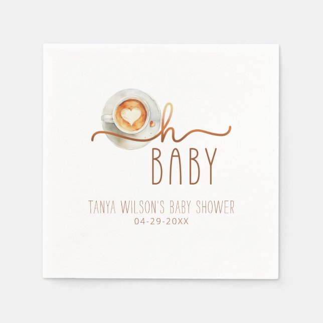 Oh Baby Coffee Baby Shower  Napkin (Front)