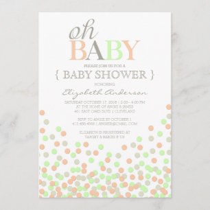 Oh Baby Confetti   Invitation Baby shower moderne