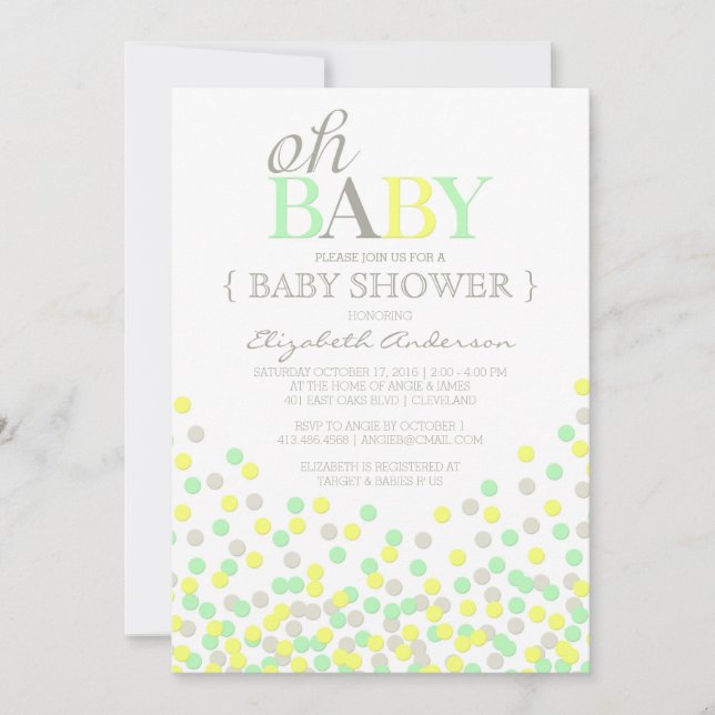 Oh Baby Confetti | Modern Baby Shower Invitation (Front)