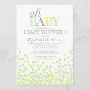 Oh Baby Confetti Modern Baby Shower Invitation