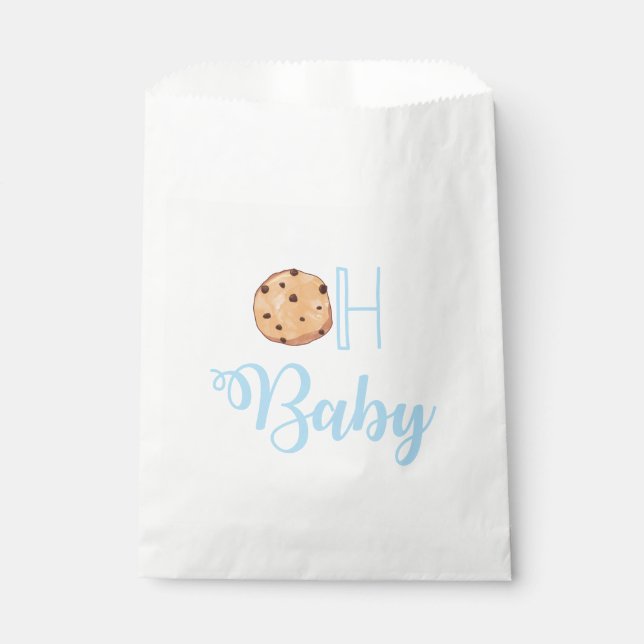 Oh Baby Cookies blue baby shower Favour Bag (Front)