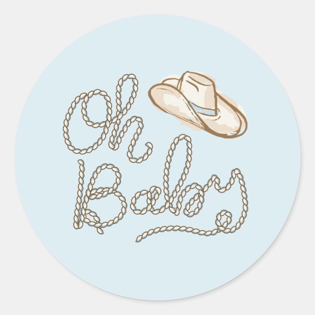 Oh Baby Cowboy Desert Baby Shower Sticker (Front)