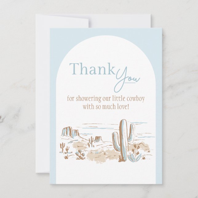Oh Baby Cowboy Flat Thank You Card (Front)