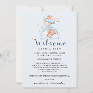 Oh Baby Cute Bear Birth Announcement Card