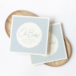 Oh baby cute blue gingham baby shower napkin<br><div class="desc">Oh baby! This adorable baby shower napkin features a light blue gingham border and sweet custom text. The text areas can include parent name or names, baby shower, "oh boy!, " "it's a boy, " the date and more. It's perfect to for welcoming a new little gentleman and it can...</div>