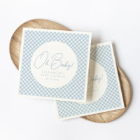 Oh baby cute blue gingham baby shower
