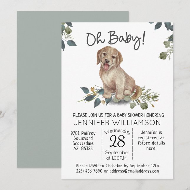 Oh Baby! Cute Dog Baby Shower Invitation (Front/Back)