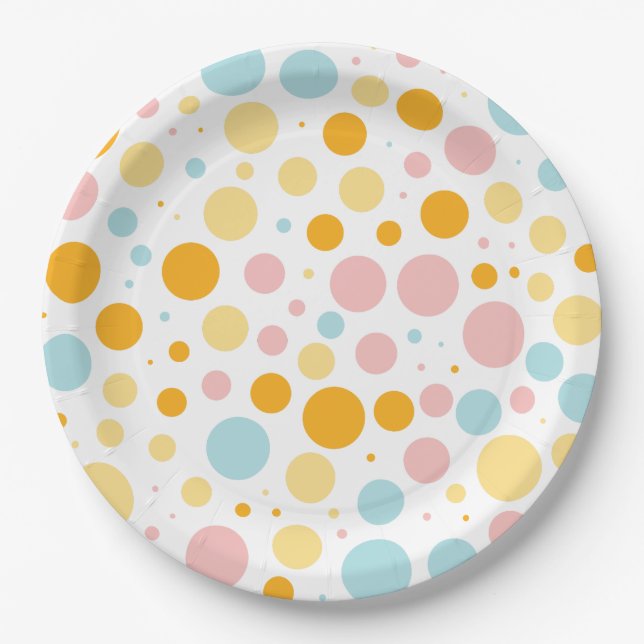 Oh Baby Cute Fun Polka Dots Baby Shower Paper Plate (Front)