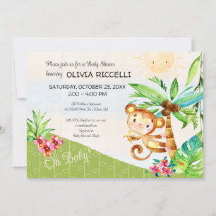 Oh Baby cute monkey jungle baby shower Invitation