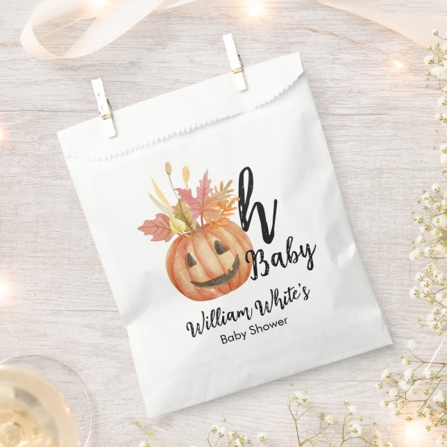 Oh Baby! Cute Pumpkin Halloween Fall Baby Shower  Favour Bag (Clipped)