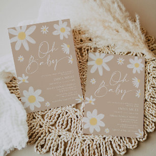 Oh Baby Daisy Baby shower beige Invitation