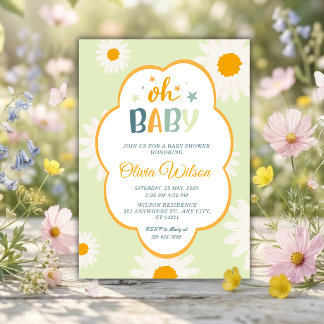 Oh Baby Daisy Baby Shower Invitation