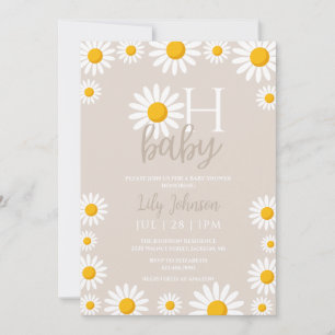 Oh Baby Daisy Boho Neutral Baby Shower  Invitation