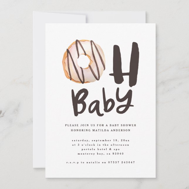 Oh baby doughnut baby shower announcement (Front)