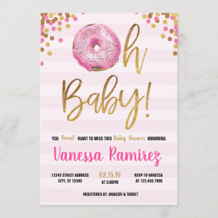 Oh Baby Doughnut Girl baby Shower Sprinkle Invitat Invitation