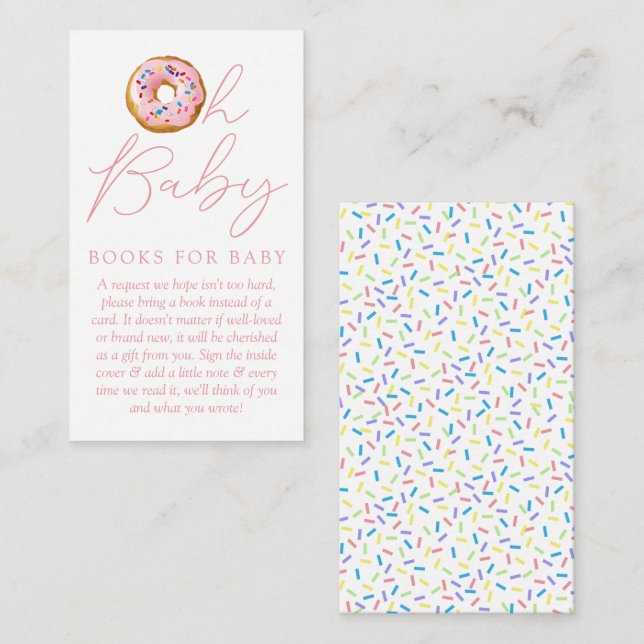 Oh Baby Doughnut Sprinkle Baby Shower Book Request Enclosure Card (Front/Back)