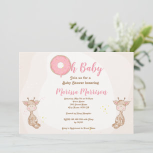 Oh Baby Doughnut Sprinkle Girl Baby Shower Invitation
