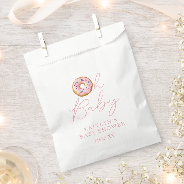 Oh Baby Doughnut Sprinkle Girls Baby Shower Favour Bag (Clipped)