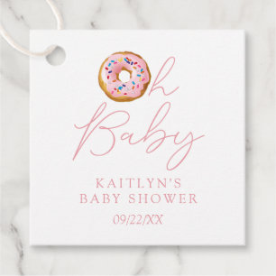 Oh Baby Doughnut Sprinkle Girls Baby Shower Favour Tags