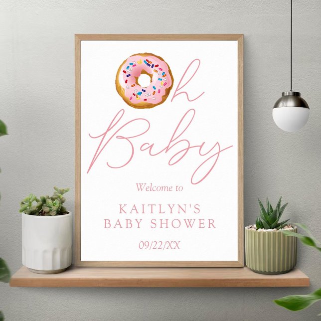 Oh Baby Doughnut Sprinkle Girls Baby Shower Welcom Poster (Creator Uploaded)