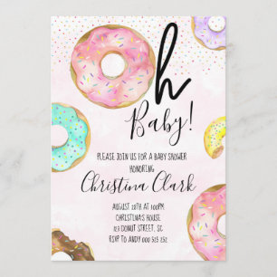 Oh Baby Doughnut Theme Baby Shower Invitation