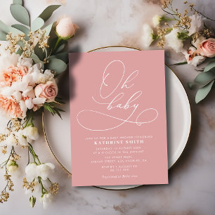 Oh Baby Dusty Rose baby shower invitation