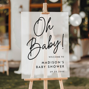 Oh Baby écriture noire Baby Shower Bienvenue givré