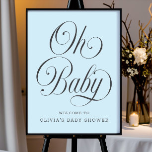 Oh Baby Elegant Blue Boy Baby Shower Welcome Sign