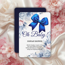 Oh Baby! Elegant Floral Blue Bow Baby Shower