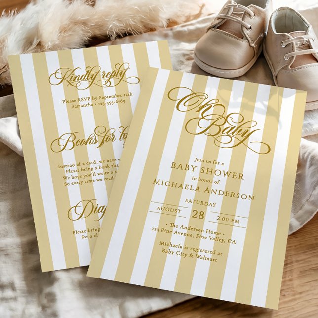 Oh Baby Elegant Script All In One Baby Shower Invitation (Creator Uploaded)