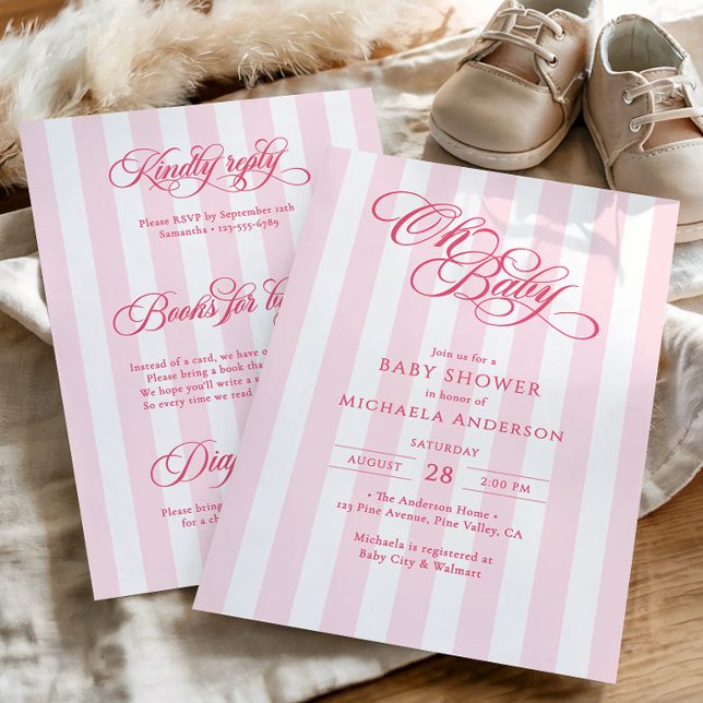 Oh Baby Elegant Script All In One Baby Shower Invitation (Creator Uploaded)